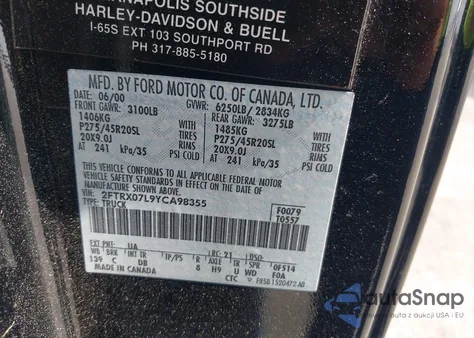 2000 Ford F-150 Lariat/Xl/Xlt from USA, damaged, VIN 2FTRX07L9YCA98355